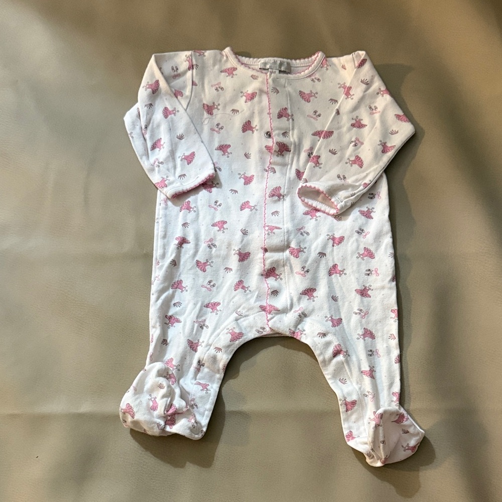 Magnolia baby pink baby girl dancer print footie 6-9 months